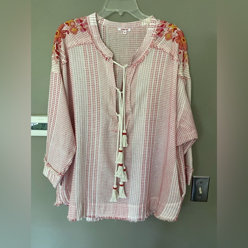 JOHNNY WAS Jacque Embellished Beaded Boho Tunic Top Size Medium - Picture 8 of 14